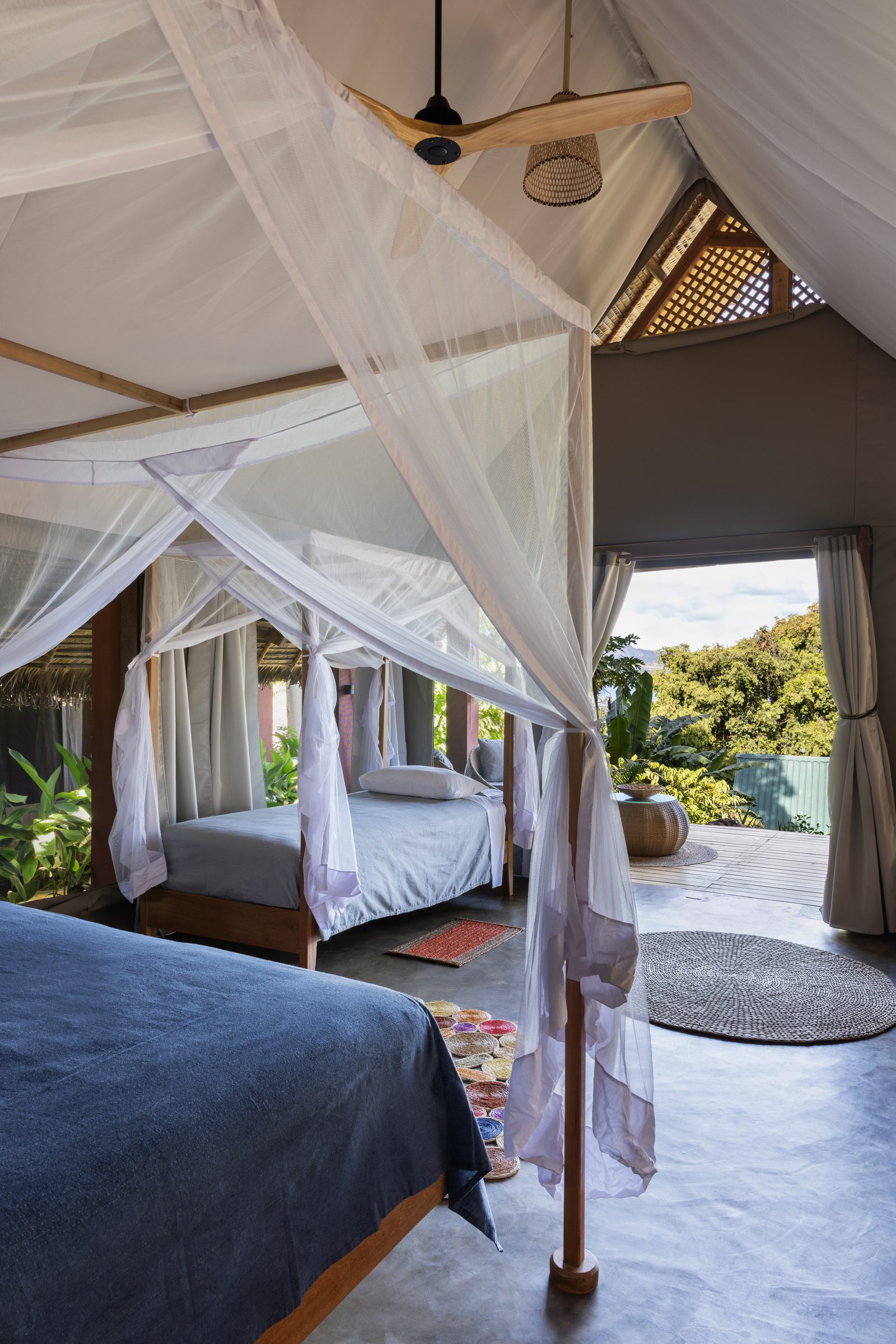 Glamping tent private area