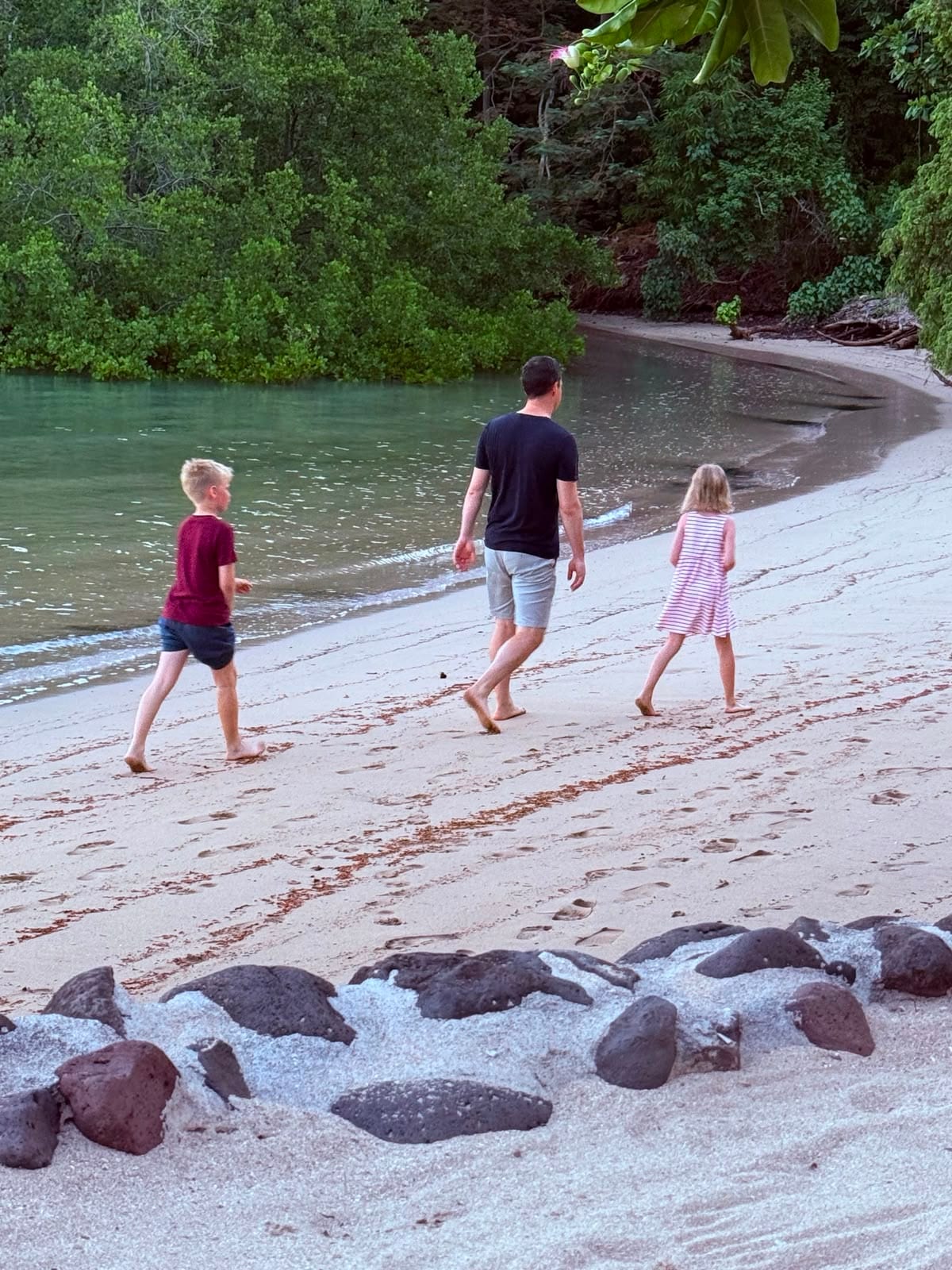 Family on the beach at Sakatia Lodge